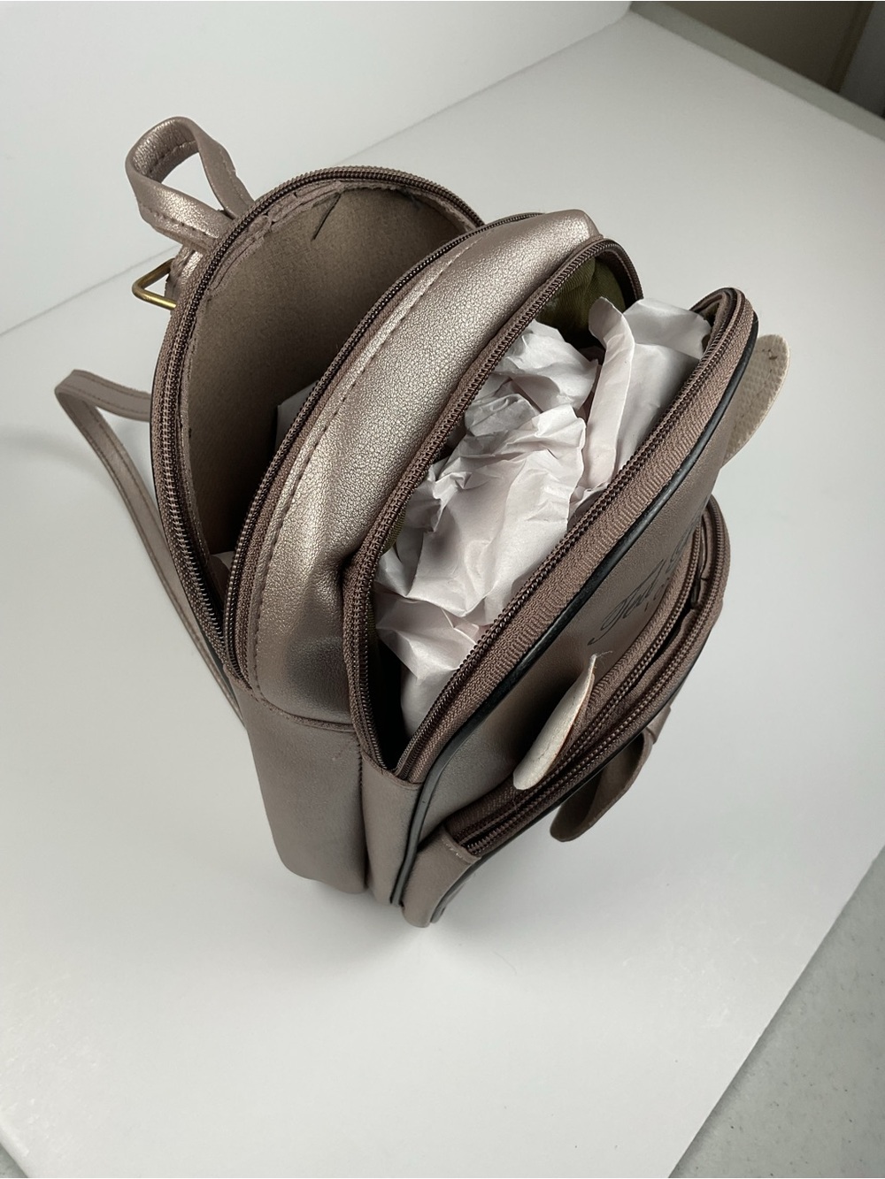 Ted Baker London Mini Backpack Bunny Bow Polka Dot Rose Gold Womens Bag Cut - Picture 6 of 9
